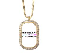 no/no City Radio Copenhagen Building Necklace Pendant Diamond Crystal Golden Jewelry