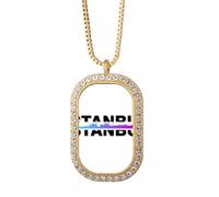 no/no City Radio Istanbul Building Necklace Pendant Diamond Crystal Golden Jewelry