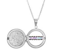 no/no City Radio Moscow Building Locket Necklace Hold Picture Jewelry Birthday Gift