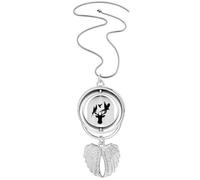 no/no Cockatoo Antler Ecology Art Deco Fashion Pendant Angel Wings Rotating Necklace Jewelry