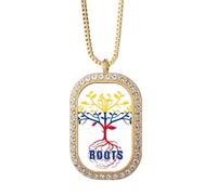 no/no Colombia Ancestral Faly Flag Roots Necklace Pendant Diamond Crystal Golden Jewelry