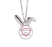 no/no Commemorate Forgetting English Feelings Rabbit Necklace Pendant Bunny Animal Jewelry Gift