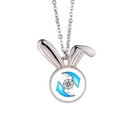 no/no Compass Around North South Rabbit Necklace Pendant Bunny Animal Jewelry Gift