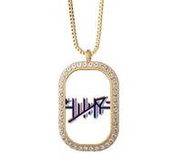 no/no compnt course route sign Necklace Pendant Diamond Crystal Golden Jewelry