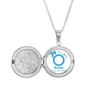 no/no Constellation Fate Birthday Celebration Aries Locket Necklace Hold Picture Jewelry Birthday Gift