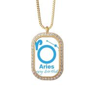 no/no Constellation Fate Birthday Celebration Aries Necklace Pendant Diamond Crystal Golden Jewelry