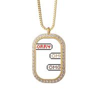 no/no Conversation Surprise Reply Chat Necklace Pendant Diamond Crystal Golden Jewelry