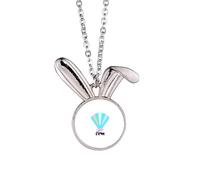 no/no Cowry Shell Sea Art Deco Fashion Rabbit Necklace Pendant Bunny Animal Jewelry Gift