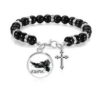 no/no Crow Flying Letter Gothic Wings Beaded Bracelet Boho Jewelry for Men Women