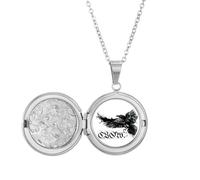 no/no Crow Flying Letter Gothic Wings Locket Necklace Hold Picture Jewelry Birthday Gift