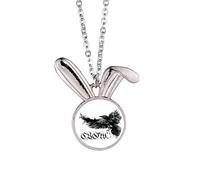no/no Crow Flying Letter Gothic Wings Rabbit Necklace Pendant Bunny Animal Jewelry Gift