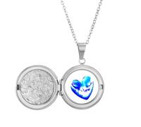 no/no Crystal Transparent Heart Starry Sky Locket Necklace Hold Picture Jewelry Birthday Gift