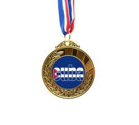 no/no Cuba Country Flag Name Art Deco Fashion Gold Award Winner Medal First Place Ribbon
