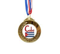 no/no Cuba National Flag Red Blue Pattern Gold Award Winner Medal First Place Ribbon