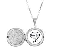 no/no Daily Language Chat Goodbye Farewell Locket Necklace Hold Picture Jewelry Birthday Gift