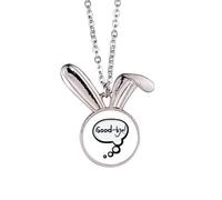 no/no Daily Language Chat Goodbye Farewell Rabbit Necklace Pendant Bunny Animal Jewelry Gift