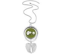 no/no Daily Language Chat Goodbye Greetings Pendant Angel Wings Rotating Necklace Jewelry