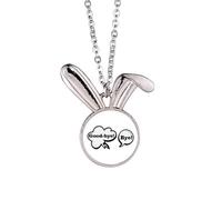 no/no Daily Language Chat Goodbye Greetings Rabbit Necklace Pendant Bunny Animal Jewelry Gift