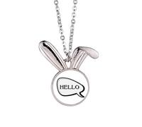 no/no Daily Language Chat Happy Greetings Hello Rabbit Necklace Pendant Bunny Animal Jewelry Gift