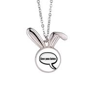 no/no Daily Language Chat Happy Greetings Rabbit Necklace Pendant Bunny Animal Jewelry Gift