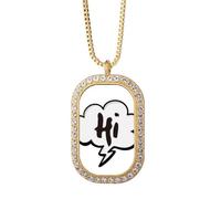 no/no Daily Language Chat Happy Hi Necklace Pendant Diamond Crystal Golden Jewelry