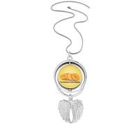 no/no Danish Specialty Cookie Blessing Text Pendant Angel Wings Rotating Necklace Jewelry