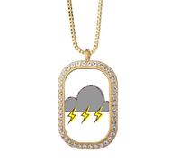 no/no Dark Clouds Thunder Rain Necklace Pendant Diamond Crystal Golden Jewelry