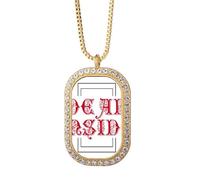 no/no Dead Red Box Hide Art Deco Fashion Necklace Pendant Diamond Crystal Golden Jewelry