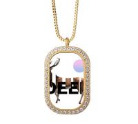 no/no Deer Separates The Sun Body Necklace Pendant Diamond Crystal Golden Jewelry