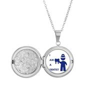 no/no Dentist Dental Body Job Art Deco Fashion Locket Necklace Hold Picture Jewelry Birthday Gift
