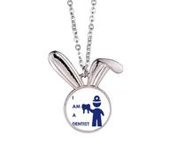 no/no Dentist Dental Body Job Art Deco Fashion Rabbit Necklace Pendant Bunny Animal Jewelry Gift