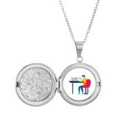 no/no Designer Worked Hard Paint Seriously Locket Necklace Hold Picture Jewelry Birthday Gift