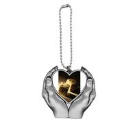 no/no Dice Gambling Points Photo Car Keychain Heart Pendant Ornament Charm