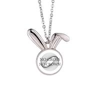 no/no Difficult Success Crown Line Rabbit Necklace Pendant Bunny Animal Jewelry Gift