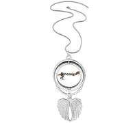 no/no Dinosaur Body Separation Fierce Pendant Angel Wings Rotating Necklace Jewelry