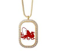 no/no Divine Beasts Ferocious Capable Fly Dragons Abroad Necklace Pendant Diamond Crystal Golden Jewelry