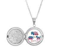 no/no Donkey Elephant Fight President Locket Necklace Hold Picture Jewelry Birthday Gift