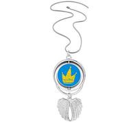 no/no Doodle Scrawl Graffiti Marchese Headgear Pendant Angel Wings Rotating Necklace Jewelry