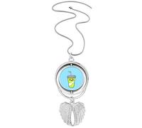 no/no drawing expression lovely drink Pendant Angel Wings Rotating Necklace Jewelry