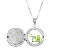 no/no Driving Transportation Art Deco Fashion Locket Necklace Hold Picture Jewelry Birthday Gift
