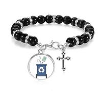 no/no Drop Litter Rubbish Sign Diagram Beaded Bracelet Boho Jewelry for Men Women