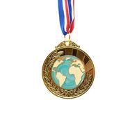 no/no Earth Blue Ocean Yellow World Gold Award Winner Medal First Place Ribbon