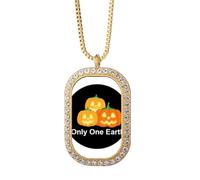no/no Earth Environmental Protect Peace Necklace Pendant Diamond Crystal Golden Jewelry