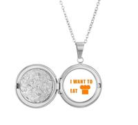 no/no Eat Cake Desire Life Art Deco Fashion Locket Necklace Hold Picture Jewelry Birthday Gift