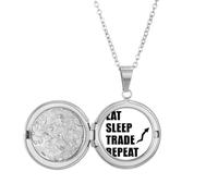no/no Eat Sleep Repeat Art Deco Fashion Locket Necklace Hold Picture Jewelry Birthday Gift
