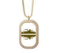 no/no Econoc Reflection Urban Landscape Architectural Signs Necklace Pendant Diamond Crystal Golden Jewelry