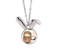 no/no Effect Outline Mellow Drink Milk Tea Rabbit Necklace Pendant Bunny Animal Jewelry Gift