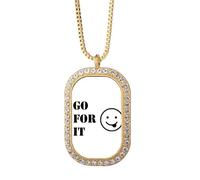 no/no Effort Expression Struggle Meaning Necklace Pendant Diamond Crystal Golden Jewelry