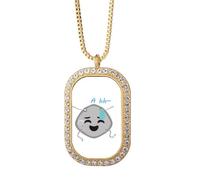 no/no Embarrassment Regret Head Face Necklace Pendant Diamond Crystal Golden Jewelry