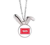 no/no Emergency SOS Poster Art Deco Fashion Rabbit Necklace Pendant Bunny Animal Jewelry Gift
